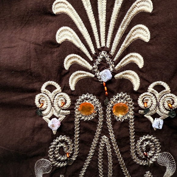 Y2K Boho Beaded Embroidered Chocolate brown maxi skirt - Picture 5 of 9